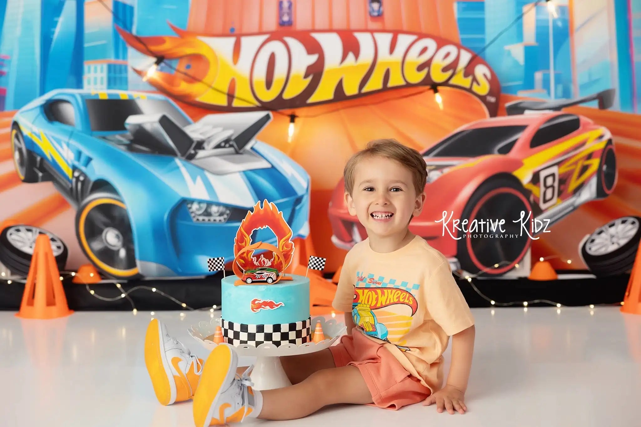 Hot Rod Race Track Boys Birthday Backdrop Kids Baby Cake Smash Photography Props Child Adult Photo Shoot Backgrounds