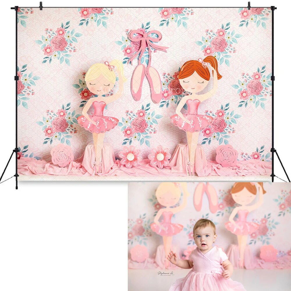 Floral Butterflies Castle Backdrops Kids Baby Cake Smash Props Child Girl Photocall Decors Birthday Cake Smash Background