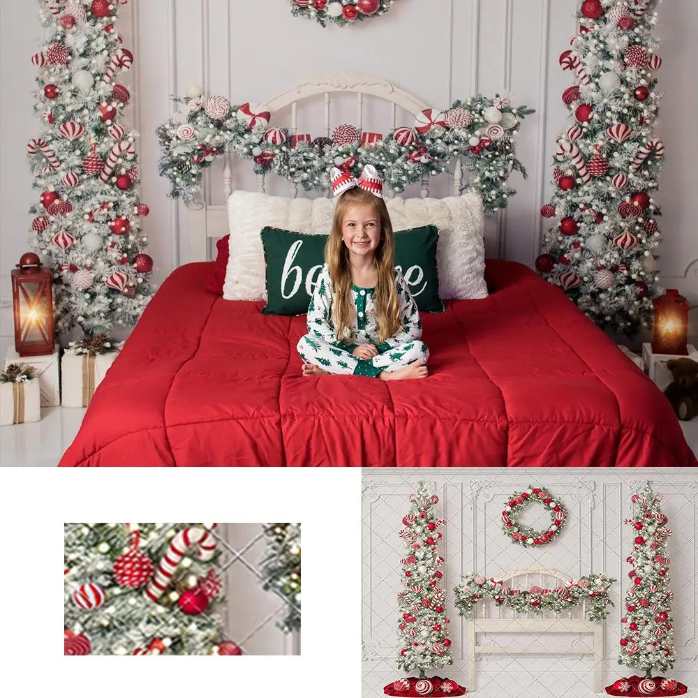 Pretty Peppermint Christmas Headboard Backdrop Kids Baby Cake Smash Photography Props Child Adult Birthday Backgrounds