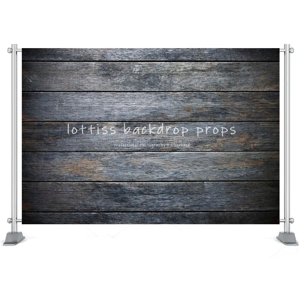 Black Wood Board Background Series-One For Photography Baby Birthday Party Kids Portrait Rustic Planks Backdrop Cloth