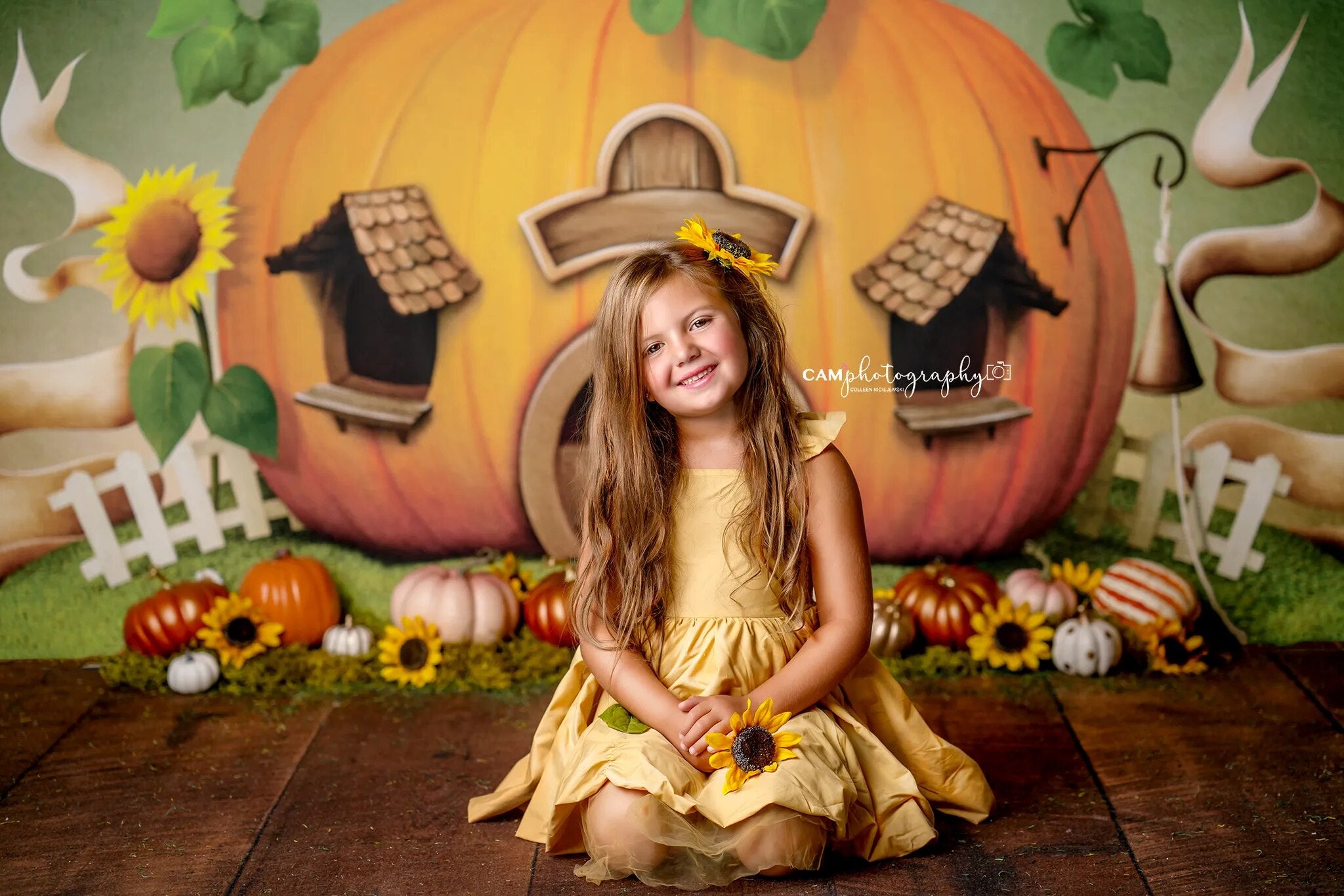 Big Pumpkin House Backdrop Kids Baby Birthday Cake Smash Props Adult Child Photography Decors Autumn Harvest Farm Background