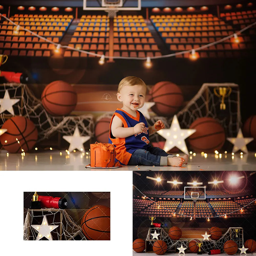 Basketball Court Backdrop Kids Baby 1st Birthday Photocall Decors Child Boys Adult Sport Cake Smash Photography Backgrounds