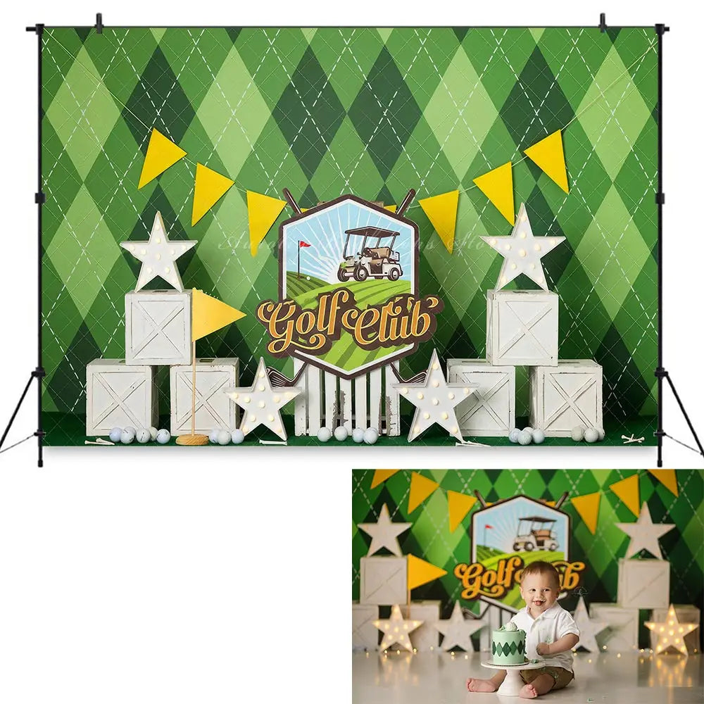 Golf Club Boys Birthday Backdrop Sports Theme Kids Baby Cake Smash Photography Props Girls Adult Studio Backgrounds