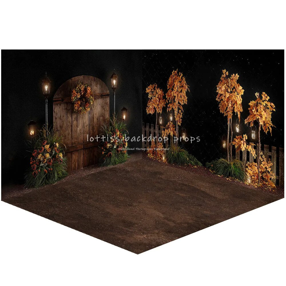 Midnight Fall Forest Backdrop Kids Adult Photography Props Baby Child Birthday Cake Decors Autumn Halloween Forest Background