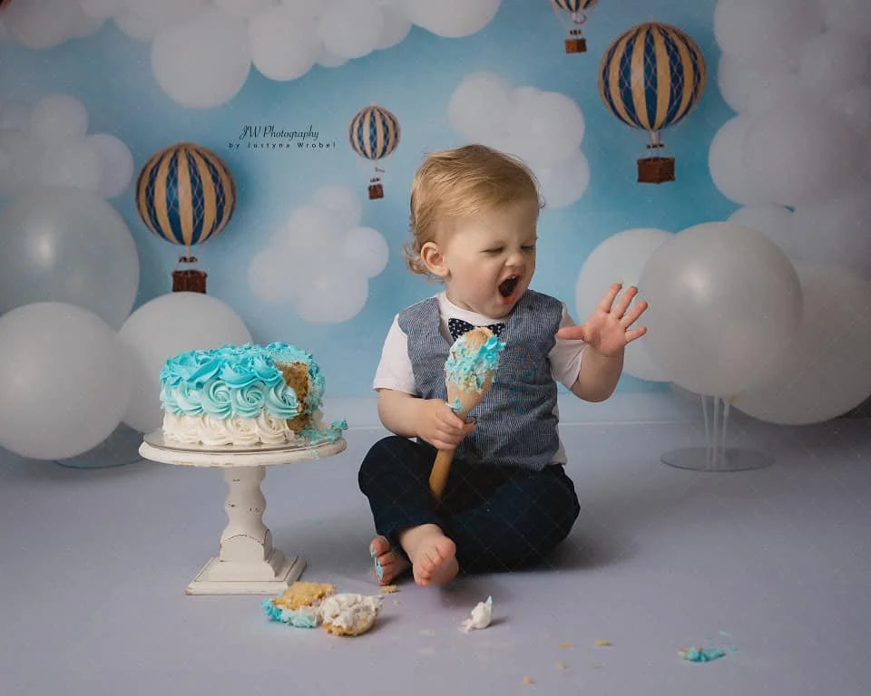 Hot Air Balloon Backdrops Kids Boy Photography Props Child Adult Photocall Decors Cake Smash Birthday Photocall Backgrounds