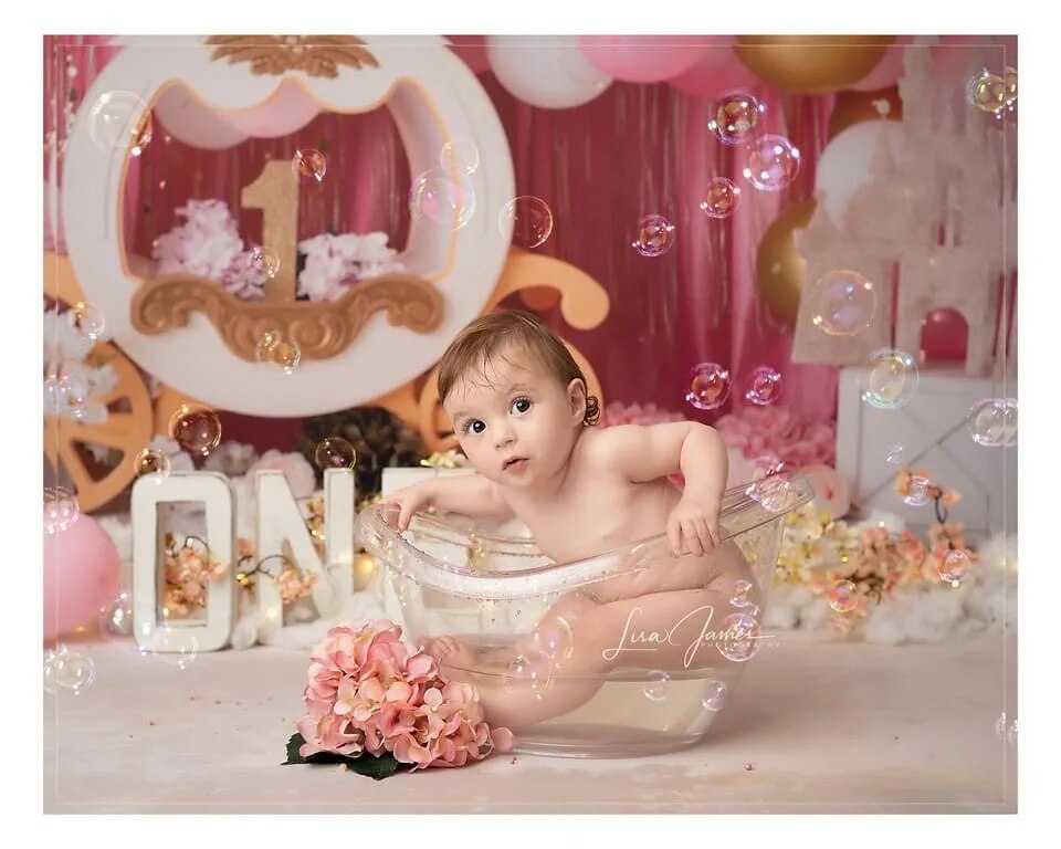 Floral Butterflies Castle Backdrops Kids Baby Cake Smash Props Child Girl Photocall Decors Birthday Cake Smash Background