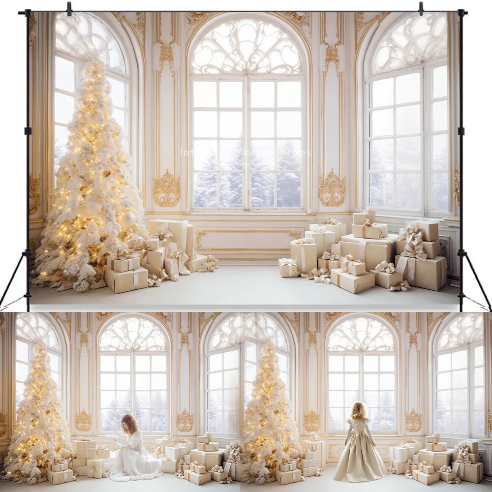 Winter Living Room Backdrops Christmas Kids Adult Photography Props Child Baby Wedding House Castle Background