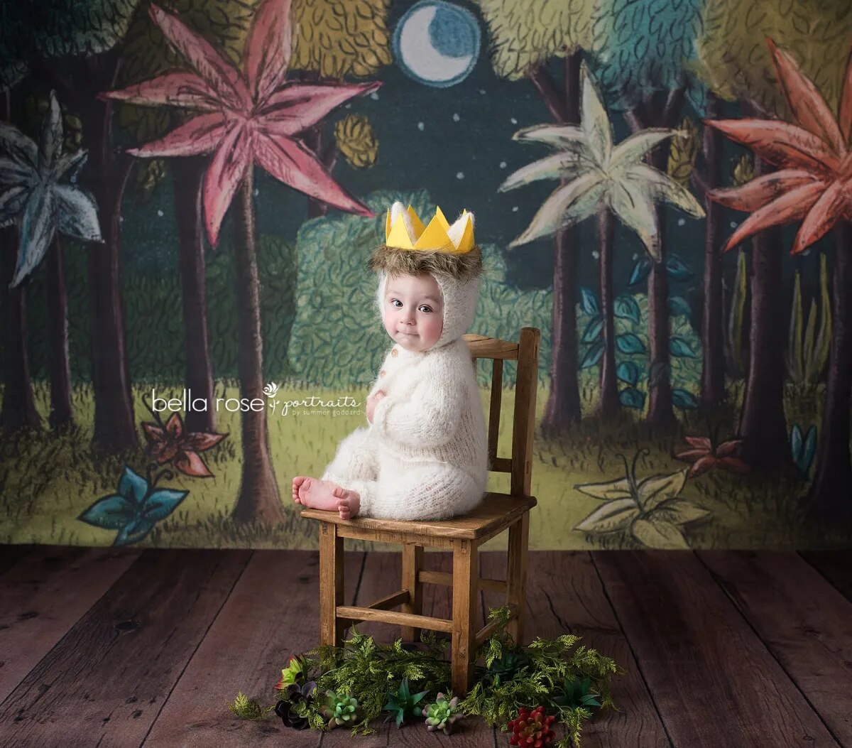 Arrière-plan de Jungle sauvage, gâteau pour enfants, accessoires de séance photo, roi de la forêt, lune, arrière-plan de fête d'anniversaire pour enfant, studio photo