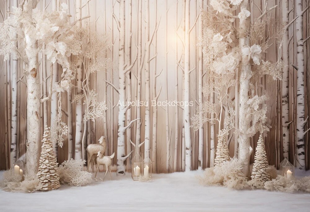 Winter Snowy Forest Backdrops Kids Baby Photography Props Child Adult Photocall Decors Xmas Trees Snowflake Windows Background