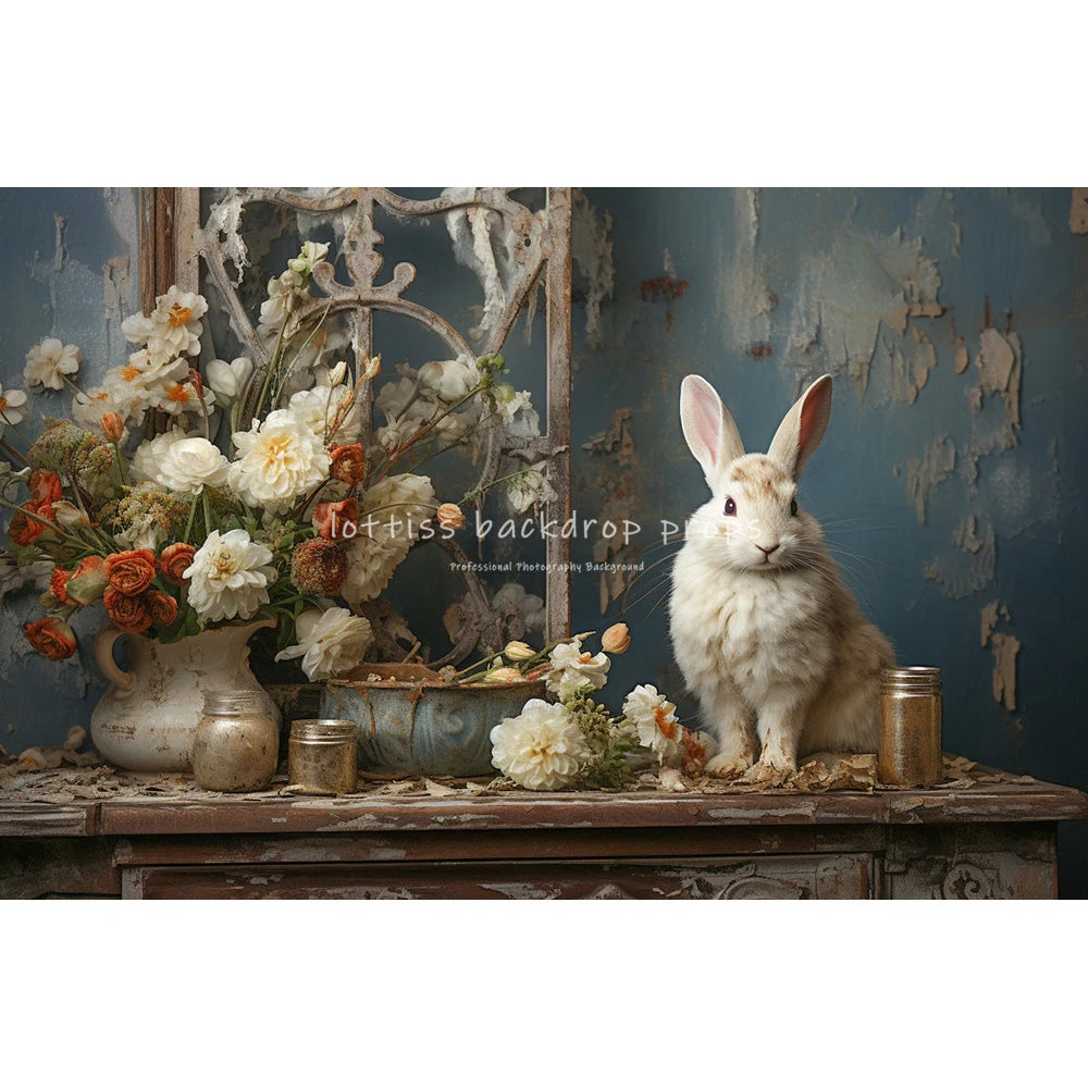 Spring Easter Bunny Garden Backdrops Kids Adult Photography Child Baby Photocall Retro Rustic Wall Flower Windows Backgrounds