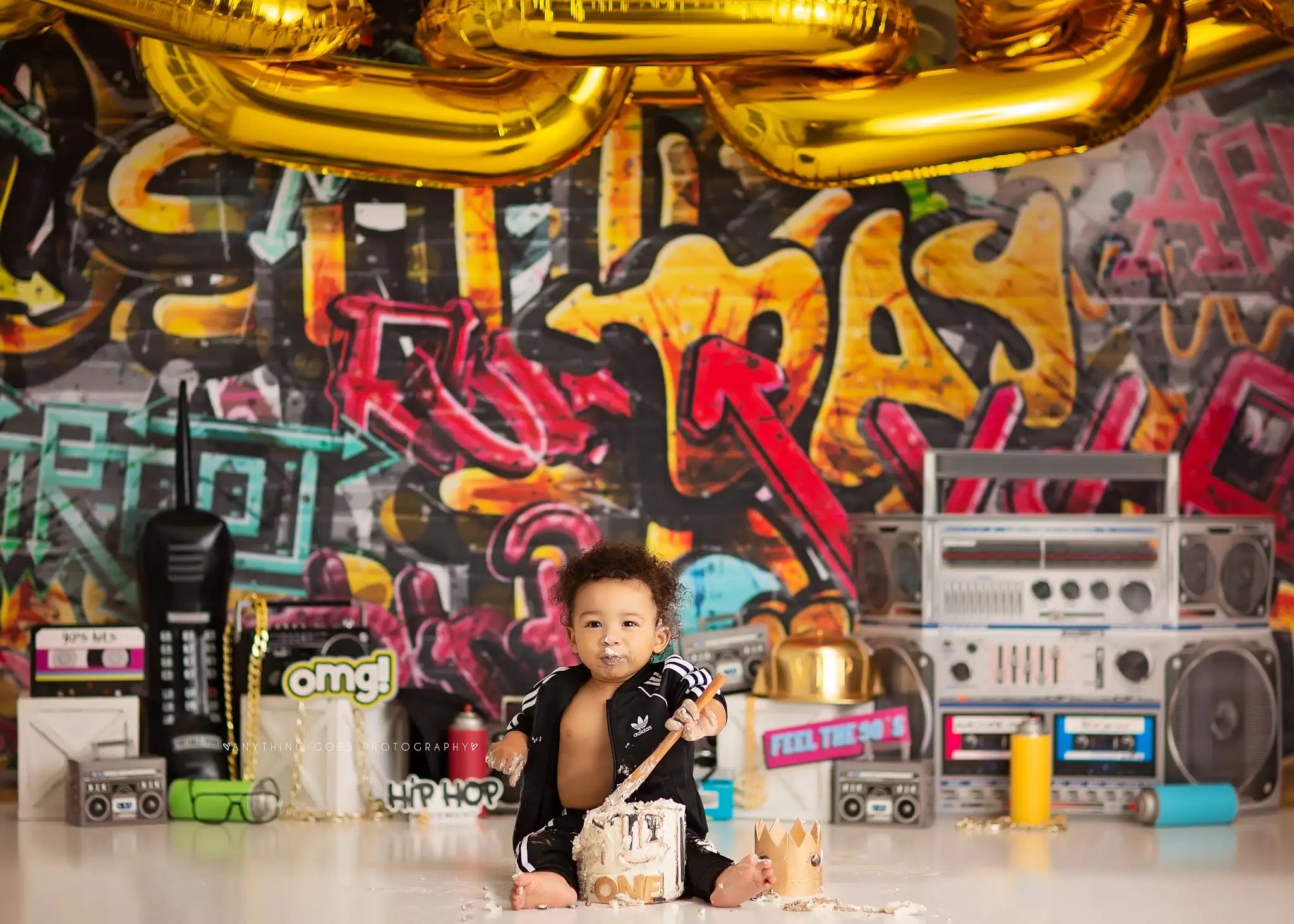 Hip Hop Graffiti Backdrops Kids Baby Photography Child Adult Photocall Decors Cake Smash Painted Wall Backgrounds