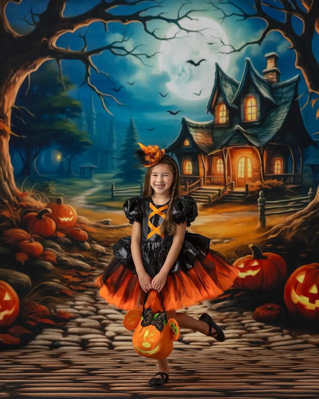 Halloween Pumpkin Lantern Backdrops Kids Child Photgraphy Kids Photocall Festival Wizard Ghost House Front Background