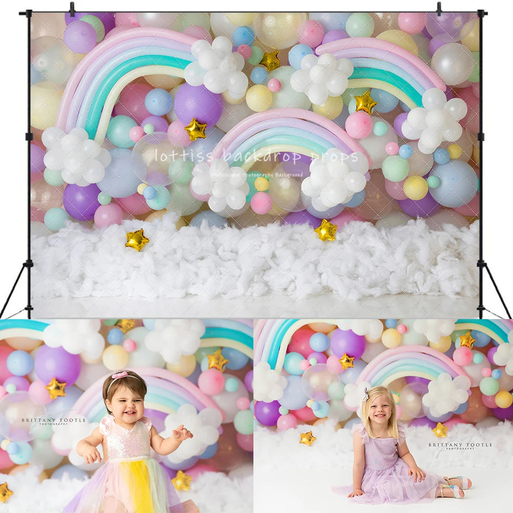 Rainbow Unicorns Backdrops Kids Girl Photography Props Child Adult Photocall Decors Baby Cake Smash Birthday Backgrounds