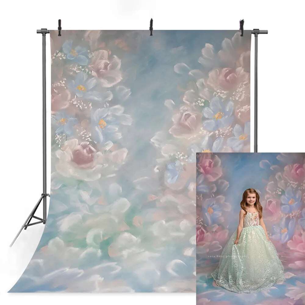 Art Floral Photography Backdrops Adult Portrait Child Photocall Hand Painted Flower Background Pregnant Kids Newborn Photostudio