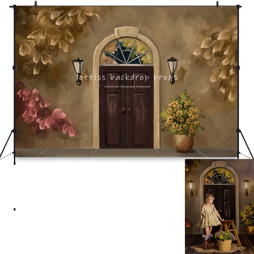 Warm Autumn House Door Backdrops Kids Adult Photography Child Baby Photocall Props Fall House Garden Front Background