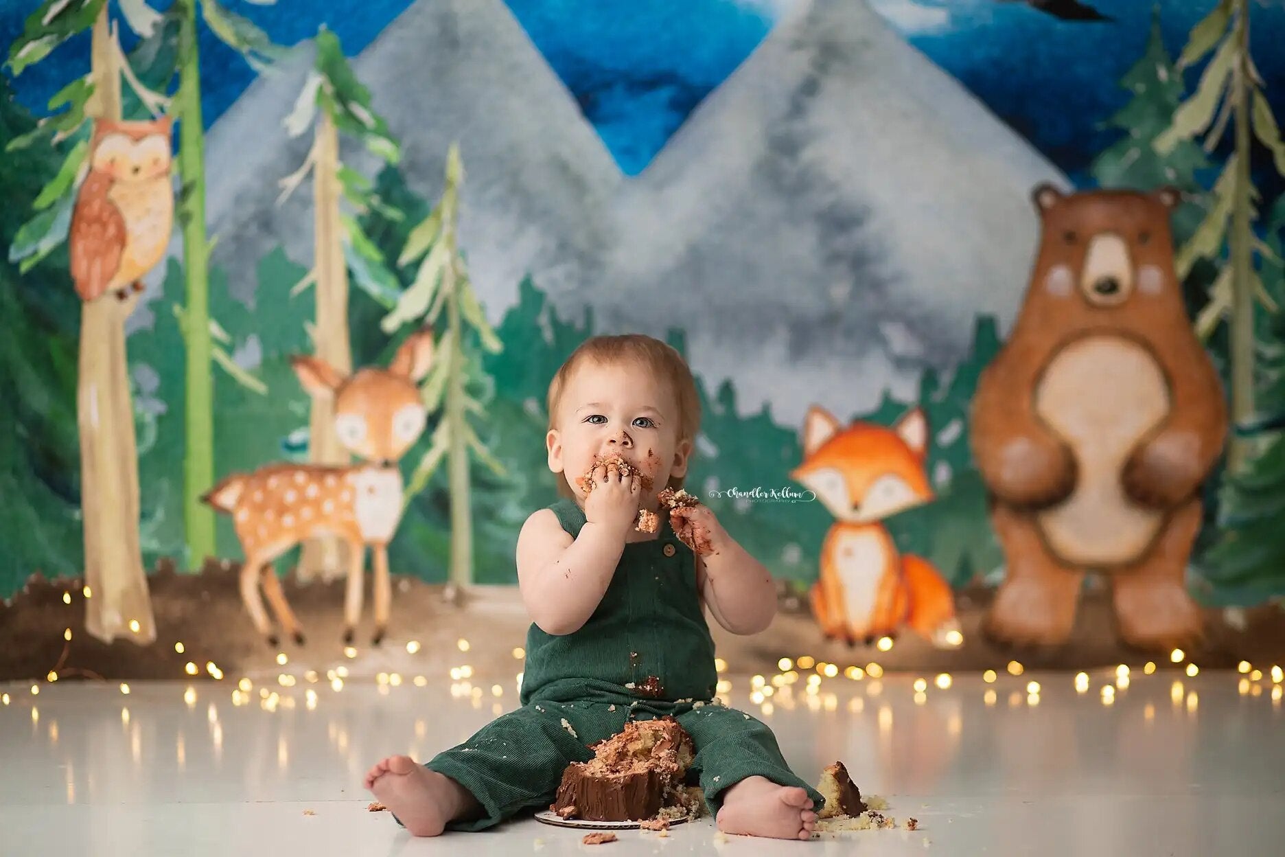 Watercolor Woodland Backdrops Adult Kids Cake Smash Photography Child Baby Photocall Jungle Forest Animals Background