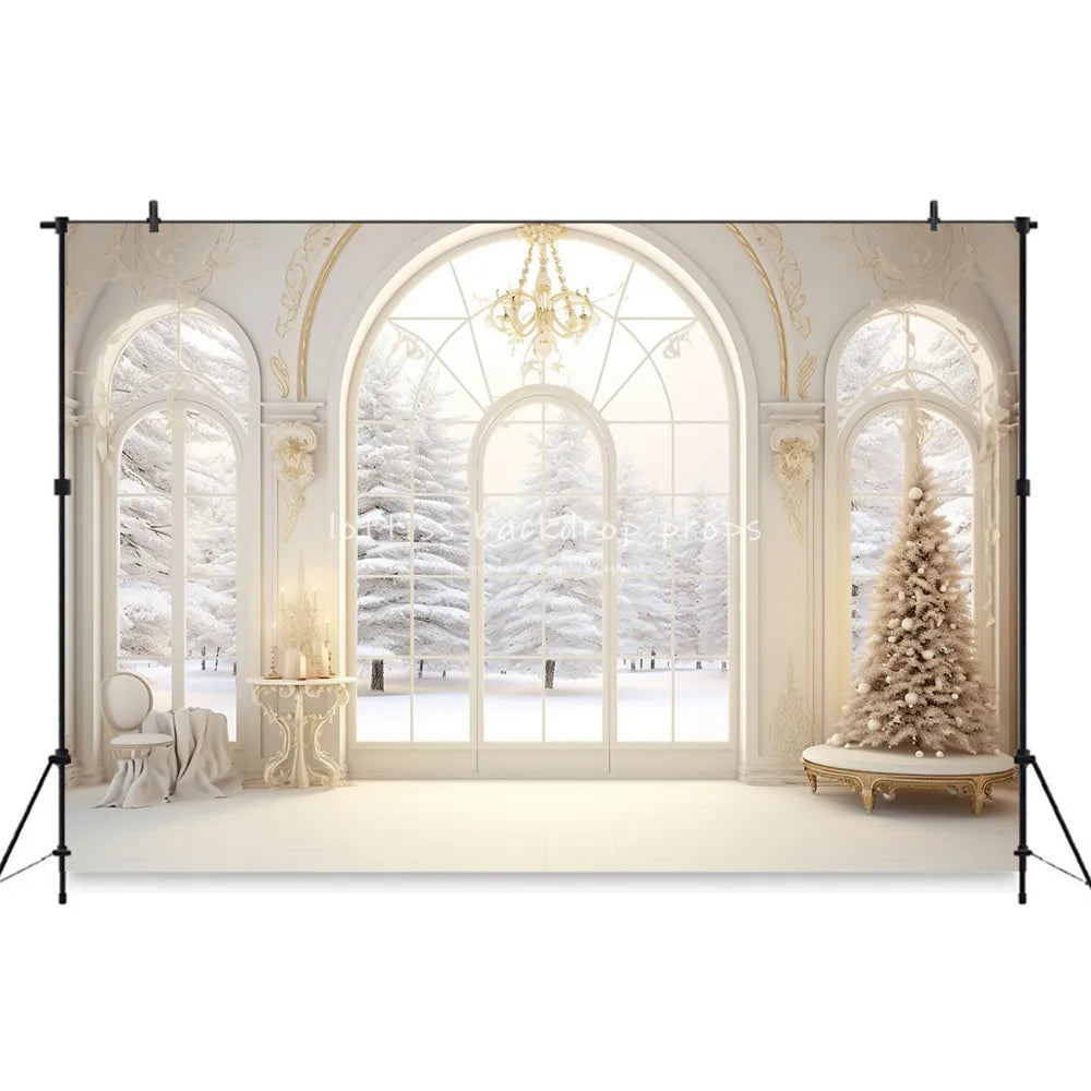 Winter Living Room Backdrops Christmas Kids Adult Photography Props Child Baby Wedding House Castle Background