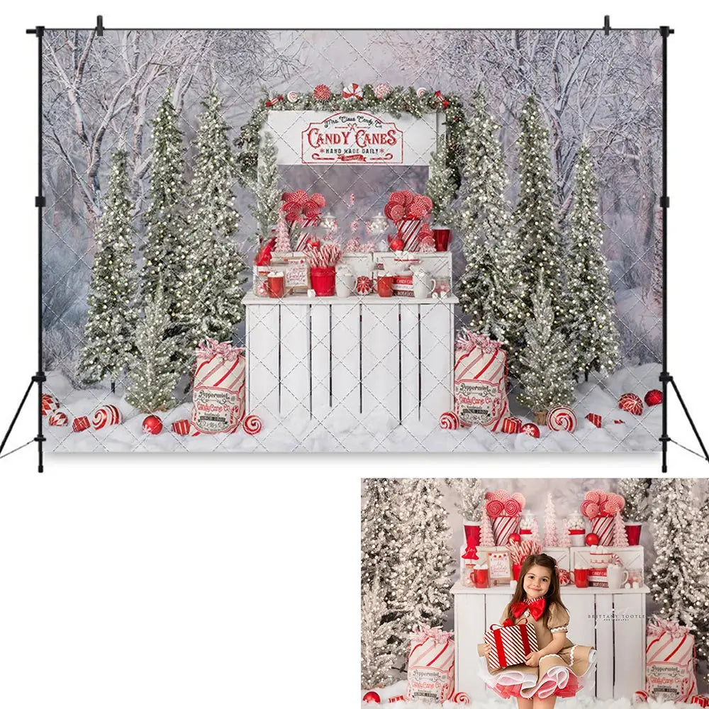 Christmas Candy Station Backdrop Kids Baby Cake Smash Photography Props Child Girls Adult Birthday Studio Backgrounds