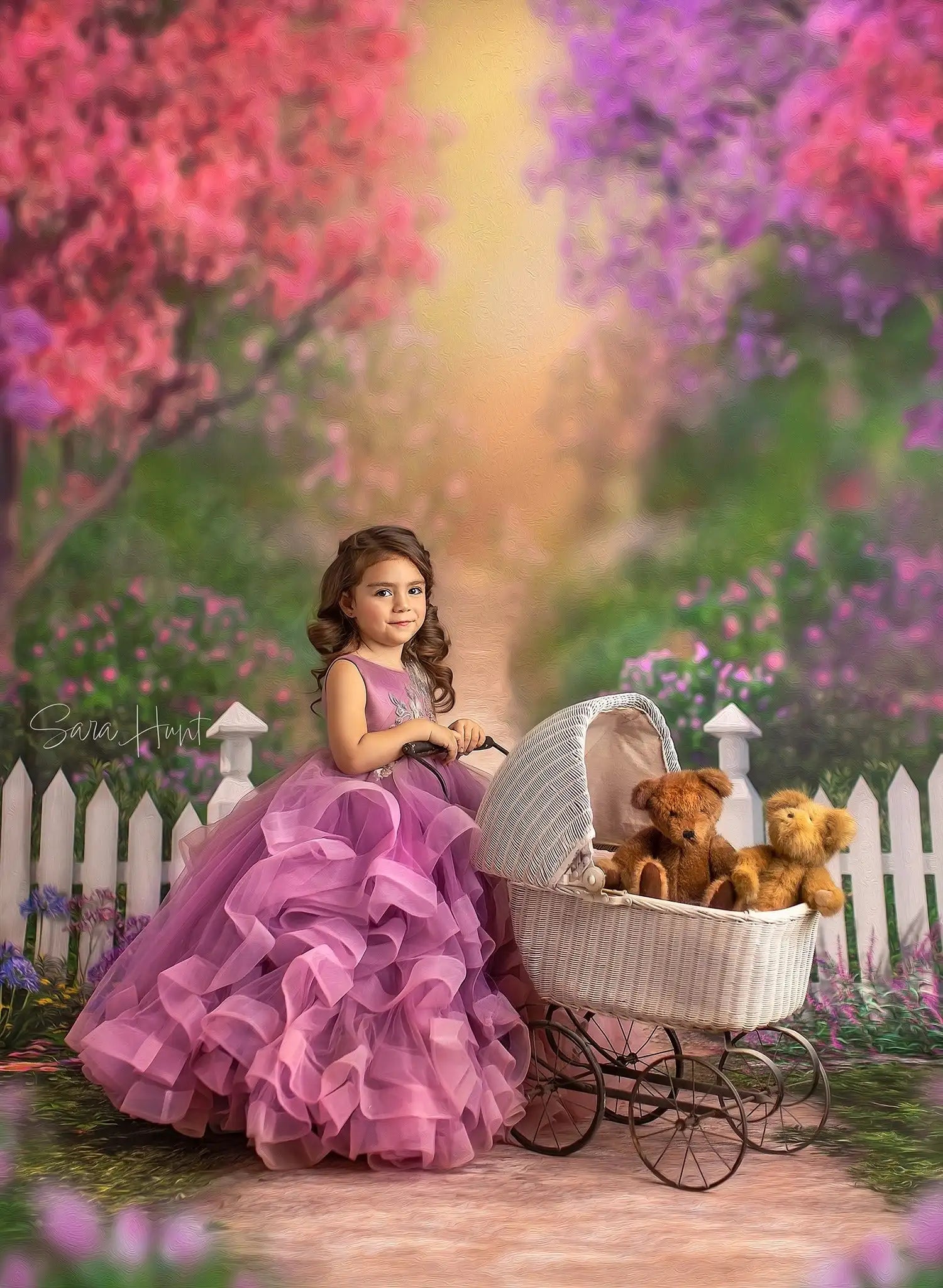 Wonderland Spring Gate Backdrops Kids Girl Photography Props Child Adult Photocall Baby Kids Photocall Floral Garden Background