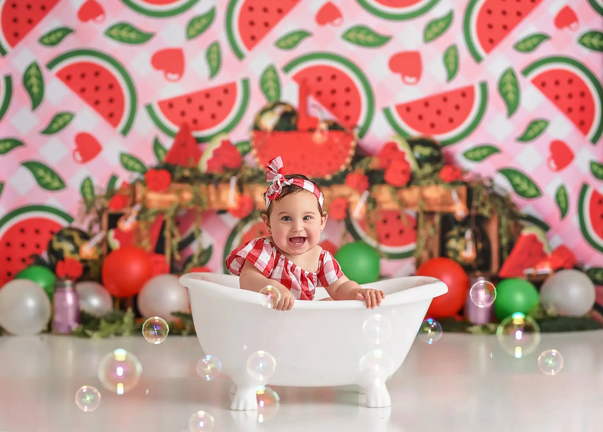 Melon Melody Backdrop Summer Watermelon Red Roses Kids Baby Cake Smash Photography Props Child Girls Birthday Studio Backgrounds