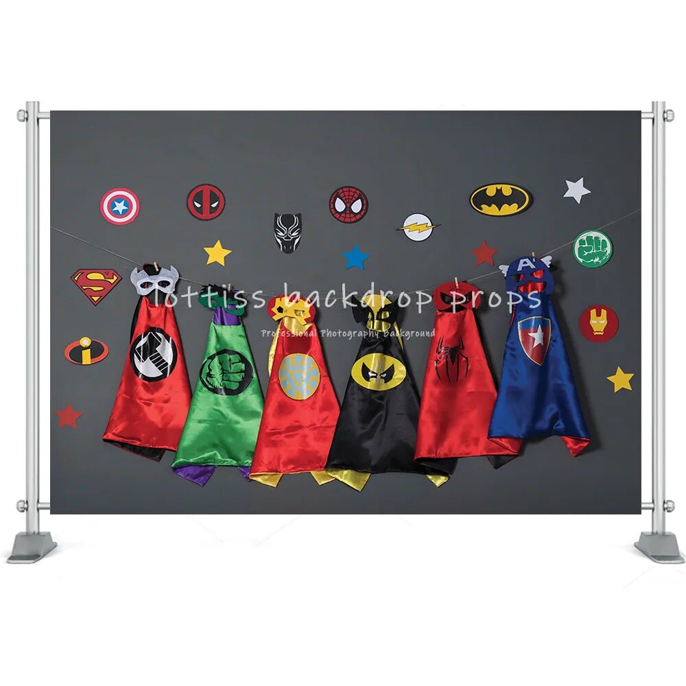 Super City Backdrops Cartoon Superhero Boy Birthday Party Super City Cospaly Photography Cake Table Decor Booth Props