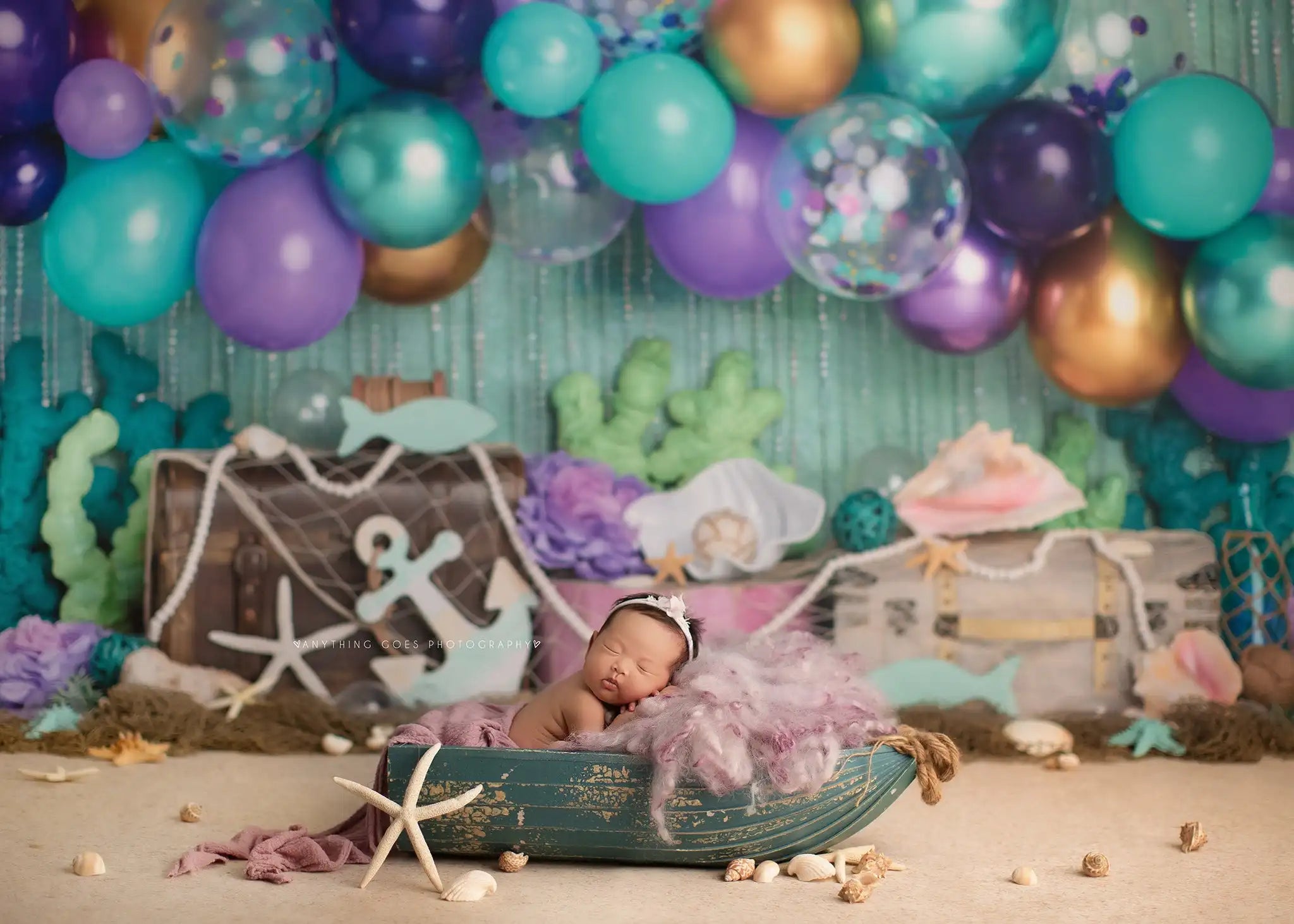 Underwater Dream Photo Backdrop Kids Baby Cake Smash Photography Props Undersea Shells Child Adult Birthday Studio Backgrounds