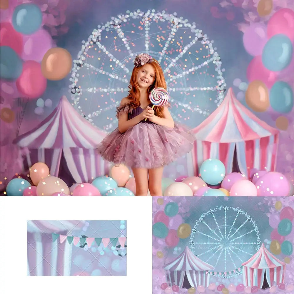 Funfair Ferris Wheel Photography Backdrop Circus Balloons Child Girls Birthday Photocall Decors Kids Baby Cake Smash Backgrounds