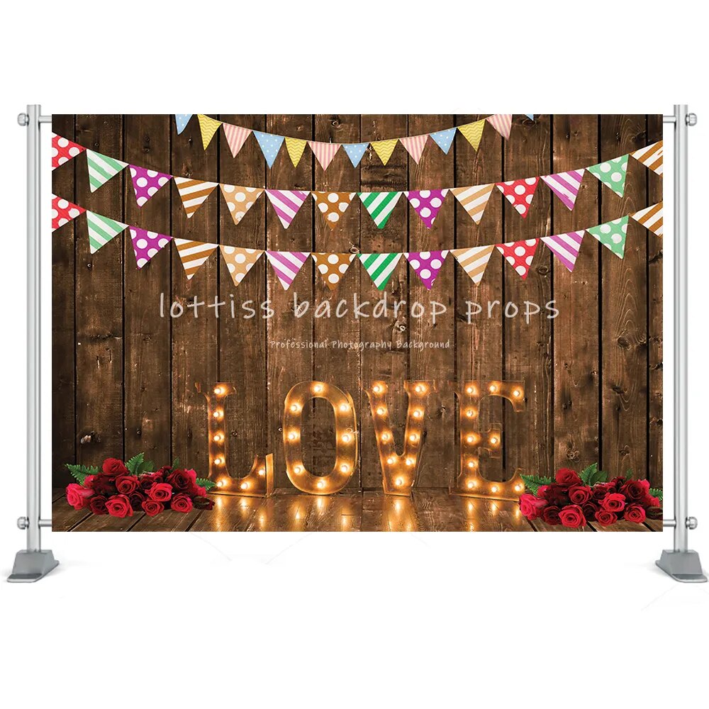 Valentines' Day Backdrop Display Window Floral Shop Carts Brick Wall Deco Marriage Kids Family Portrait Rose Props Background