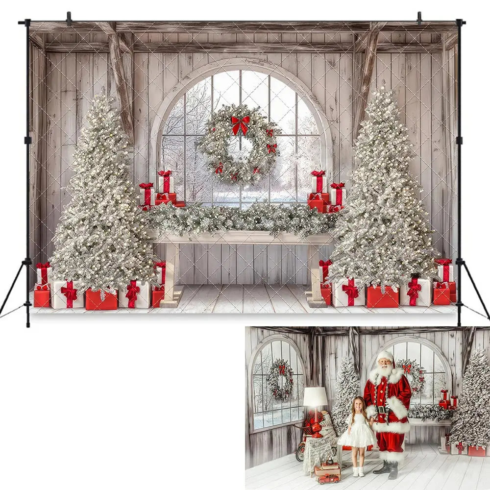 Farmhouse Christmas Winter View Backdrop Baby Kids Portrait Family Party Photocall Photograhy Background Studio Props