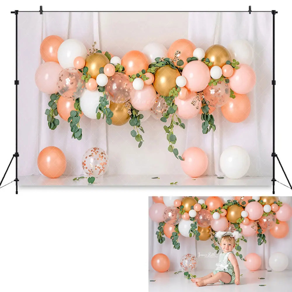 Spring Floral Boho Balloons Photography Backdrop Child Baby Cake Smash Photocall Decors Kids Adult Birthday Studio Backgrounds