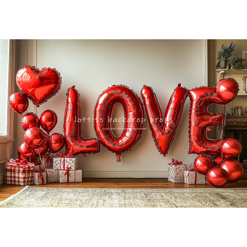 Love Balloons Wall Valentine's Day Backdrops Kids Adult Photography Child Baby Cake Smash Photocall Red Rainbow  Backgrounds