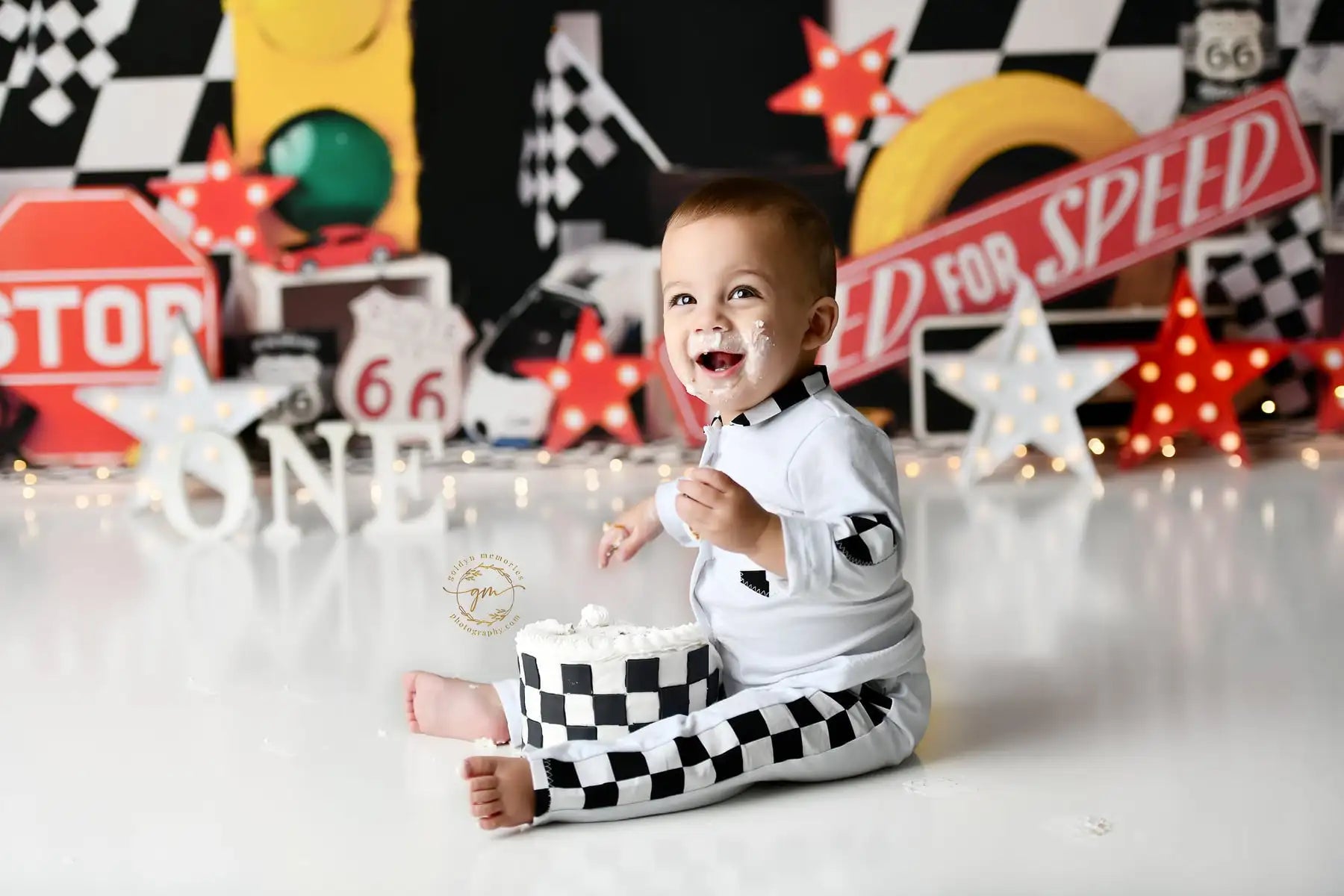 Car Racing Photography Backdrop Need for Speed Kids Cake Smash Photocall Background Child 1st Birthday Party Decor Props