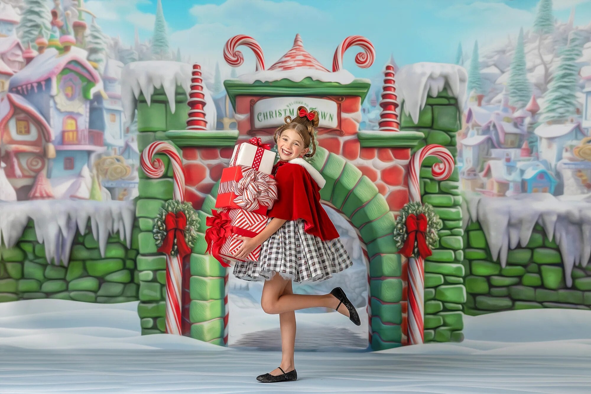 Welcome to Whoville Christmas Town Backdrops Kids Baby Photography Child Adult Photocall Xmas Snowy Castle Background