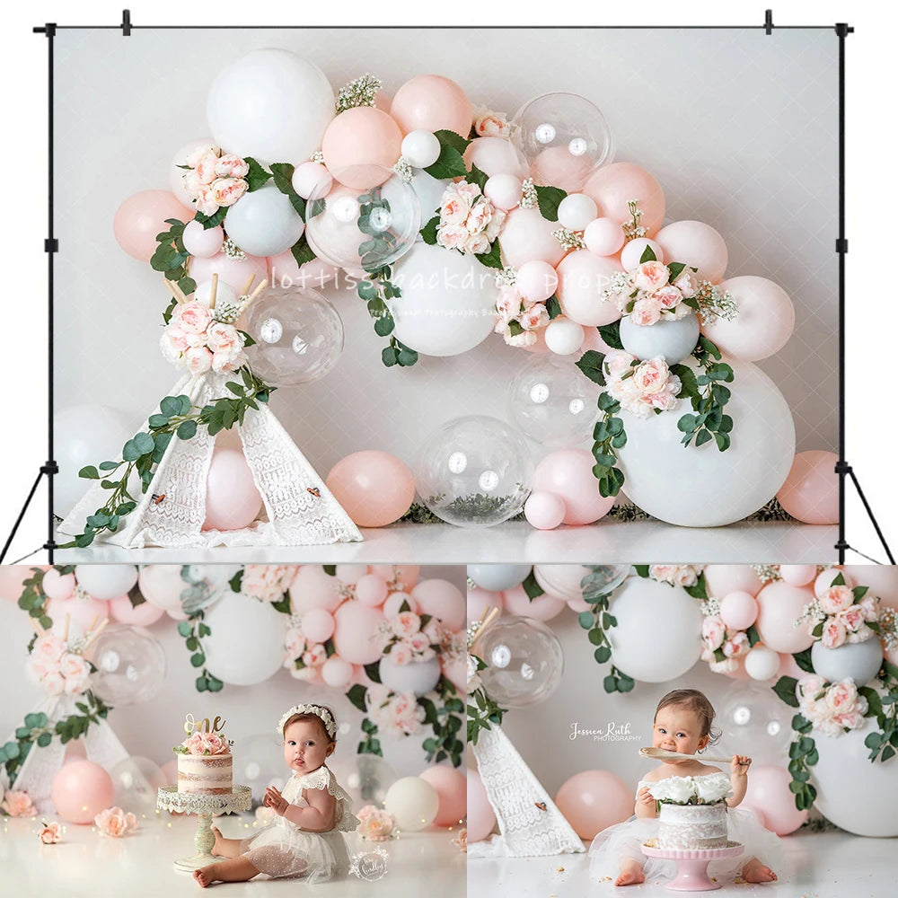 Precious Peonies Spring Floral Backdrops Kids Girl Cake Smash Photogrpahy Props Child Baby Birthday Photocall Decors Backgrounds