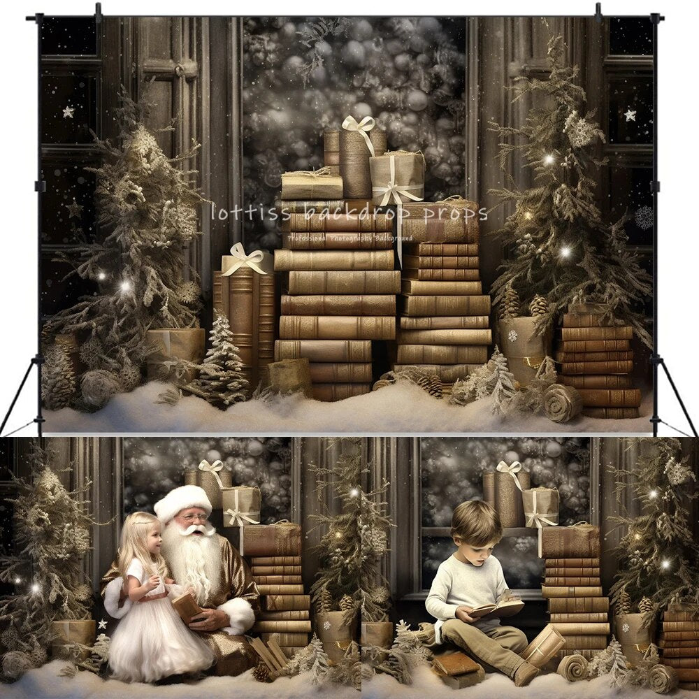 The Night Before Christmas Backdrops Kids Adult Photography Props Child Baby Photocall Big Moon Xmas Trees Fireplace Background