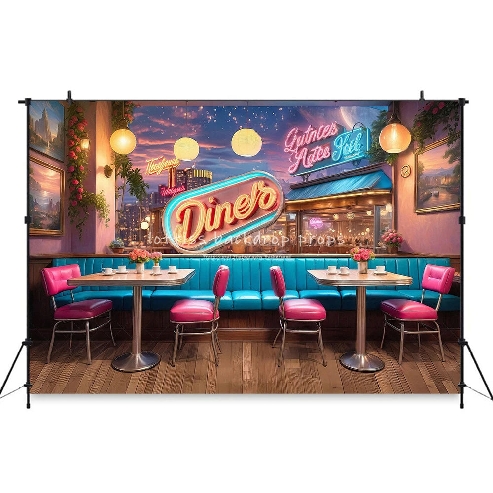 City Diner Valentine's Day Backdrops Kids Lover Photography Props Child Adult Photocall Props Baby Girl Photocall Background