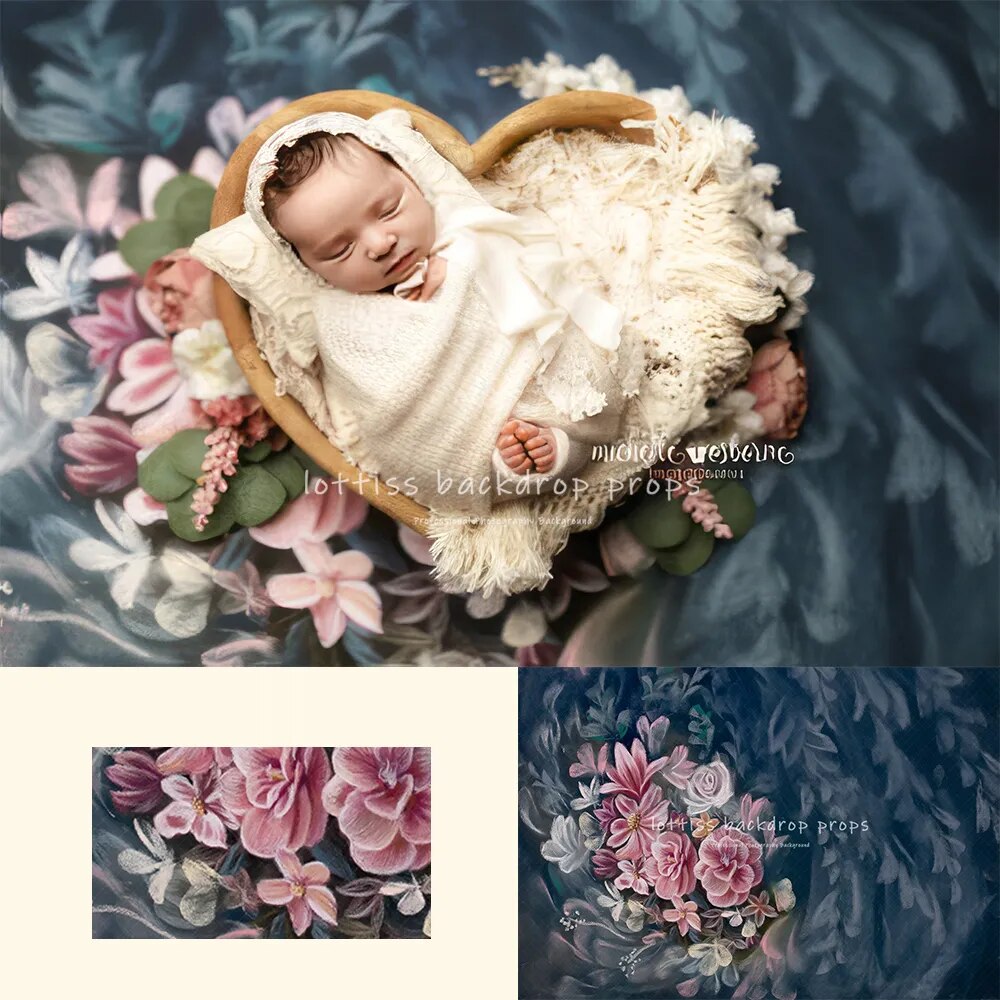 Fine Art Floral Kids Photography Backdrops Baby Child Newborn 1st Birthday Props Abstract Texture Hand Painted Flower Background