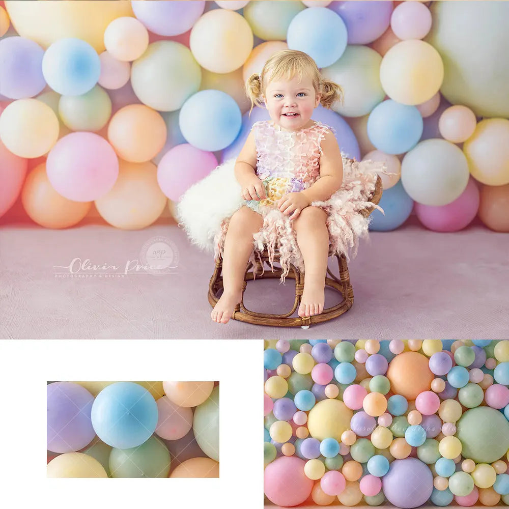 Colourful Balloon Wall Backdrop Kids Baby Cake Smash Photography Props Child Girls Adult Birthday Photocall Studio Backgrounds