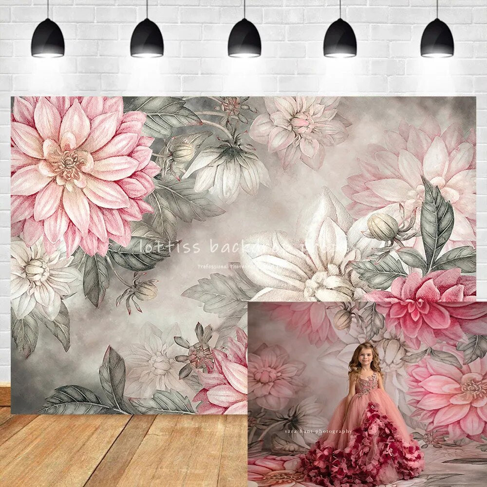 Aquarelle fleurs décors filles femme enceinte photographie artistique Portrait arrière-plan enfants nouveau-né Photo Studio accessoires 