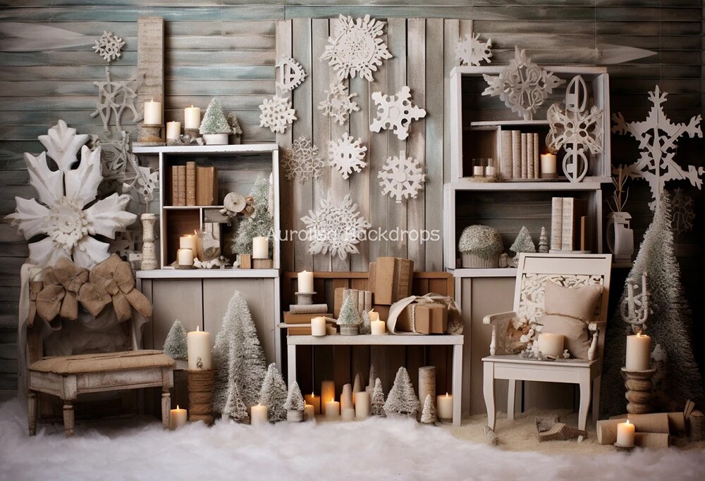 Winter Snowy Forest Backdrops Kids Baby Photography Props Child Adult Photocall Decors Xmas Trees Snowflake Windows Background