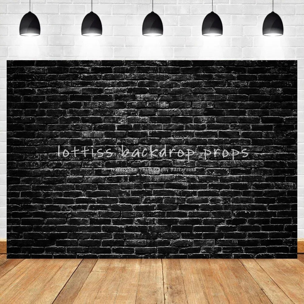 Black Brick Wall Backdrops Series-One For Photography Party Adult Portrait Kids Birthday Decor Old Broken Brick-wall Background