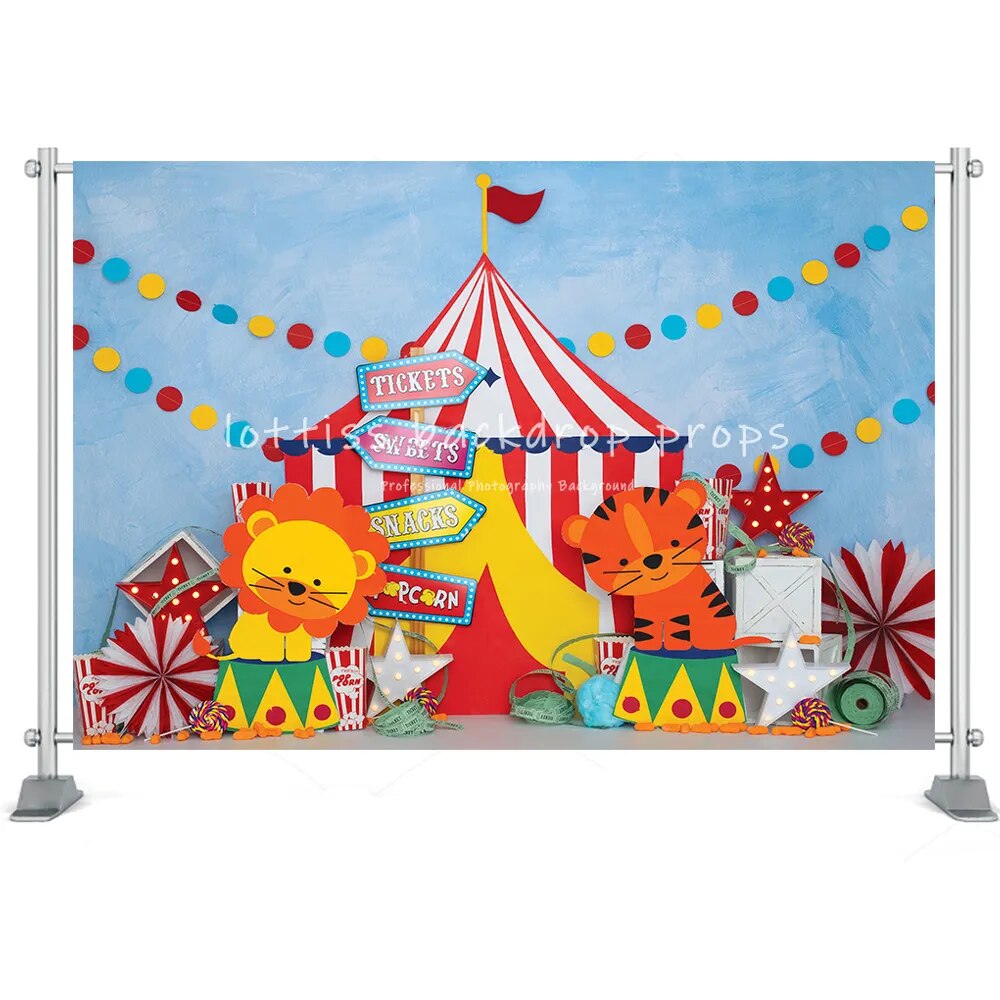 Circus Photography Backdrop Kids Birthday Backdrop Newborn Child Portrait Party Decor Ferris Wheel Party Background Photo Studio