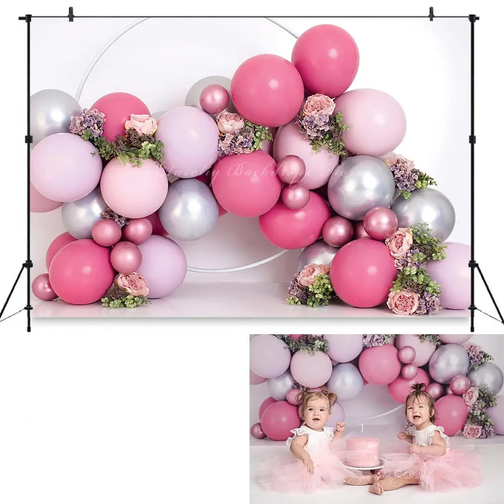 Rainbow Balloon Arch Photography Backdrop Kids Baby Cake Smash Photocall Decors Child Adult Birthday Photo Studio Backgrounds