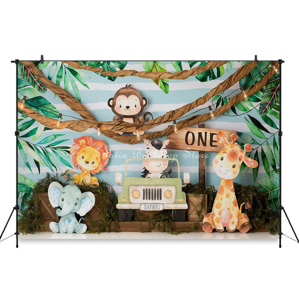 Wild One Photography Backdrop Baby Jungle Safari Photo Background Birthday Cake Smash Photo Studio Props