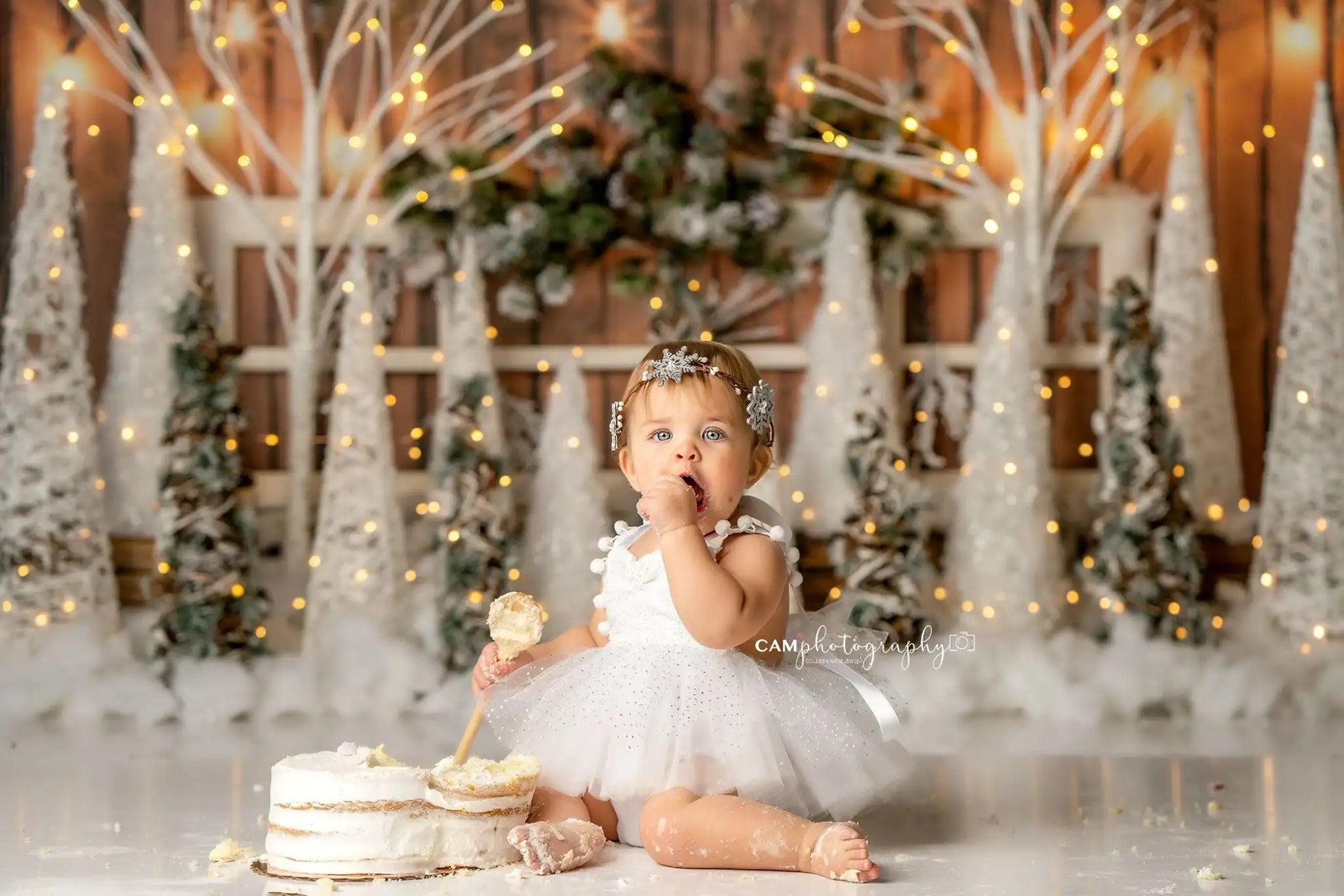 Christmas Midnight Froest Backdrop Kids Baby Cake Smash Photography Props Child Adult Birthday Snowy Studio Backgrounds