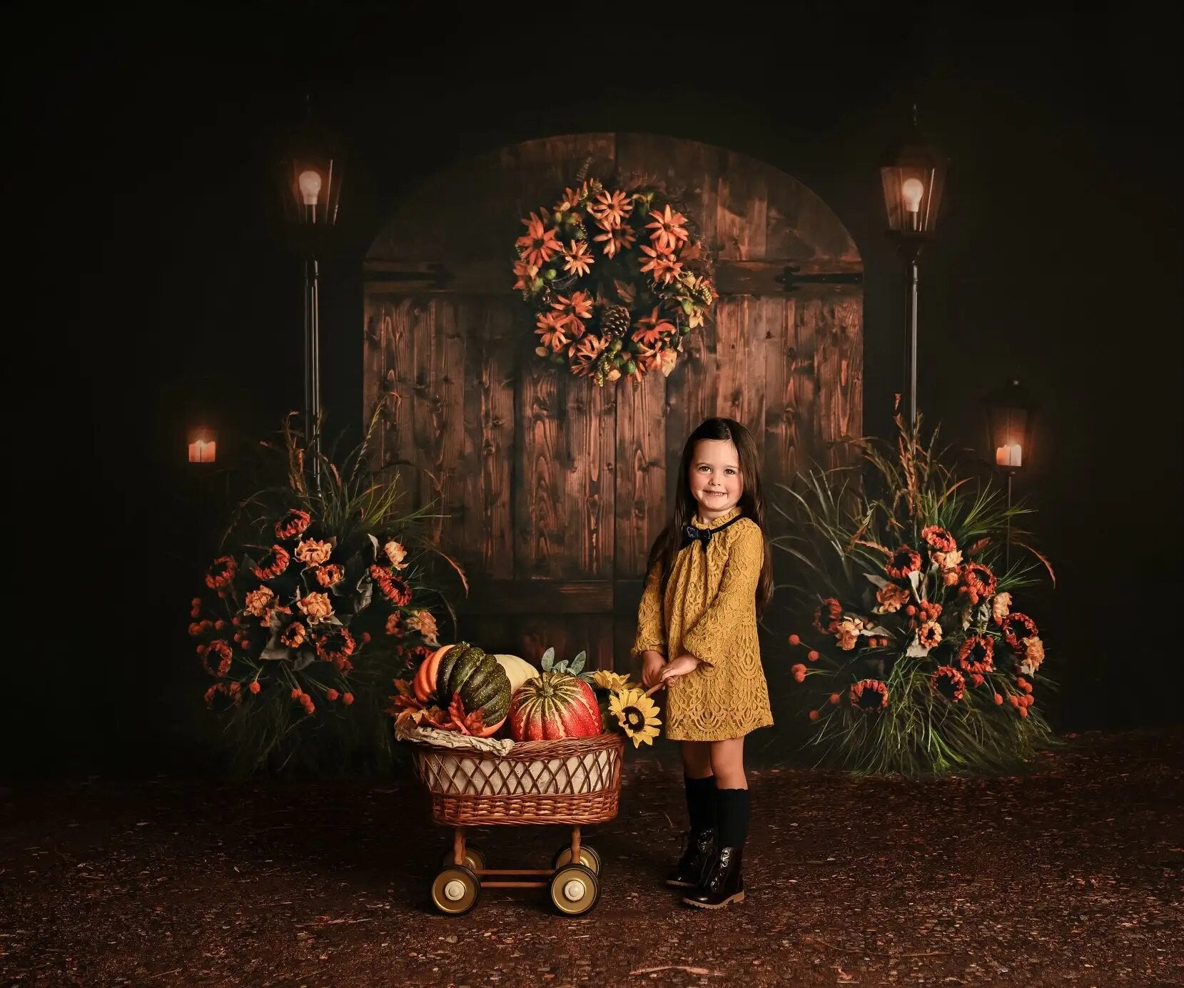 Autumn Harvest Farm Door Backdrops Kids Adult Photocall Props Child Baby Birthday Photography Decors Fall Barn Background