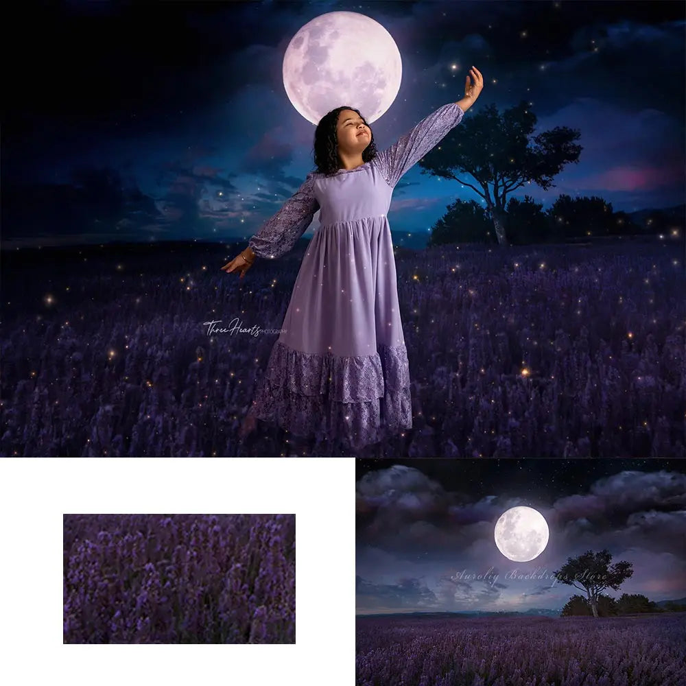 Twilight Garden Photography Backdrop Big Moon Kids Baby 1st Birthday Party Decors Child Girls Adult Studio Backgrounds