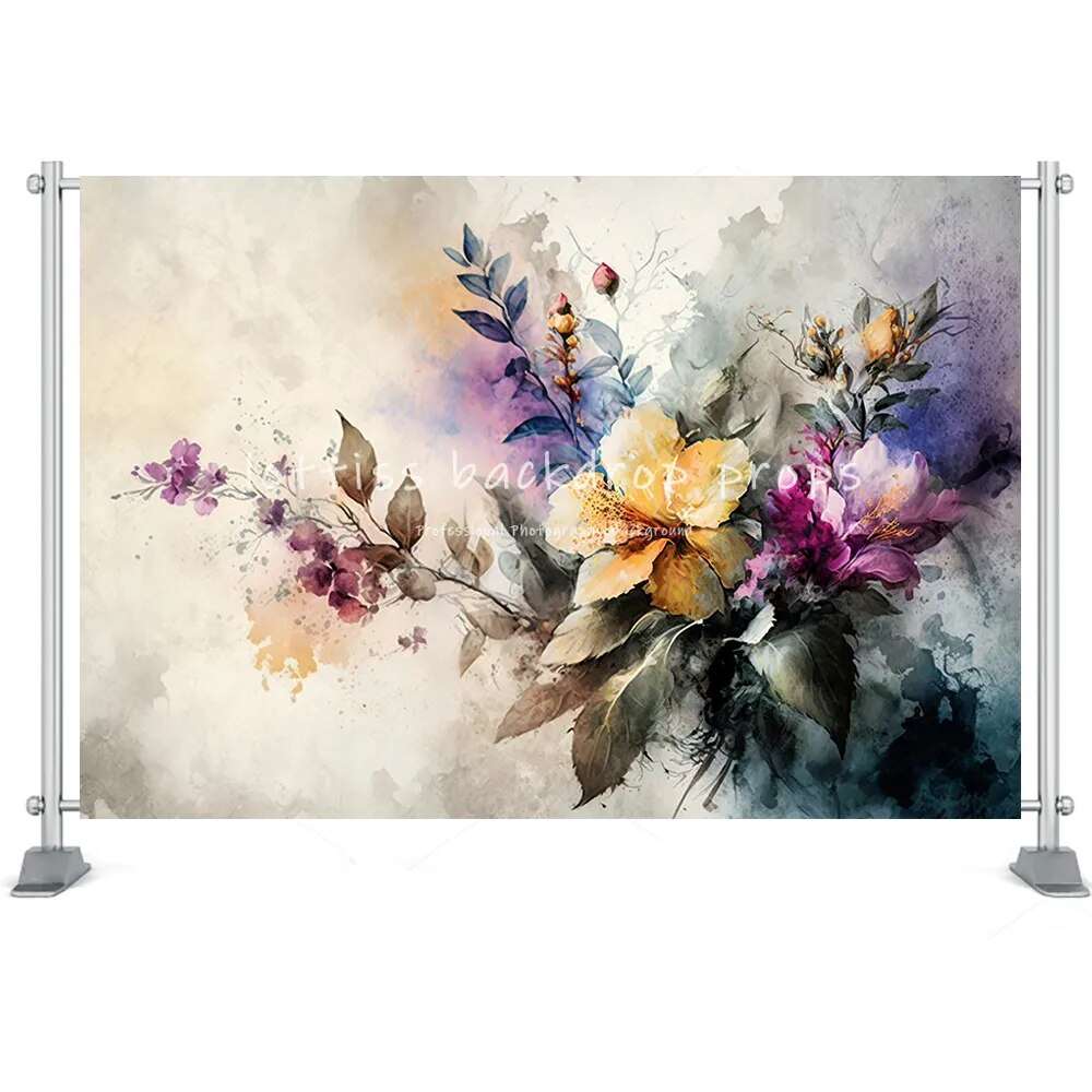 Adult Art Photography Backdrop Watercolor Hand Painting Floral Abstract Decor Kids Pregnant Photocall Baby Birthday Photostudio