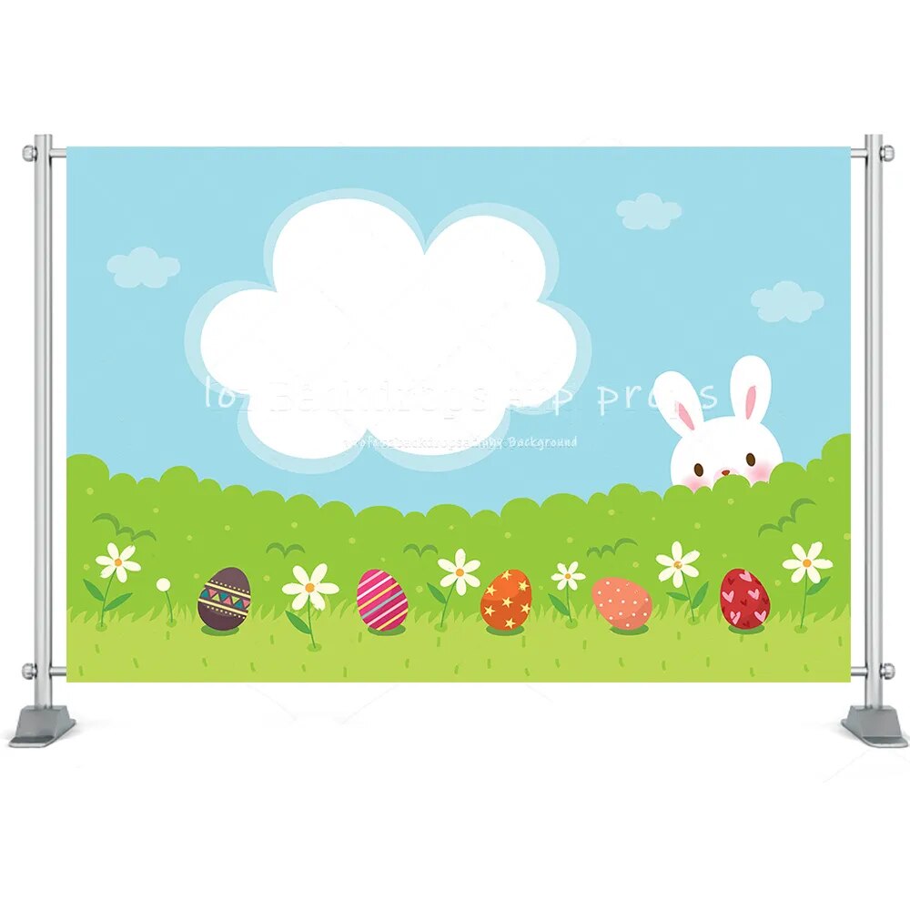 Easter Photography Backdrop Spring Garden Bunny Cake Smash Kids Portrait Background Easter Egg Baby Shower Portrait Props