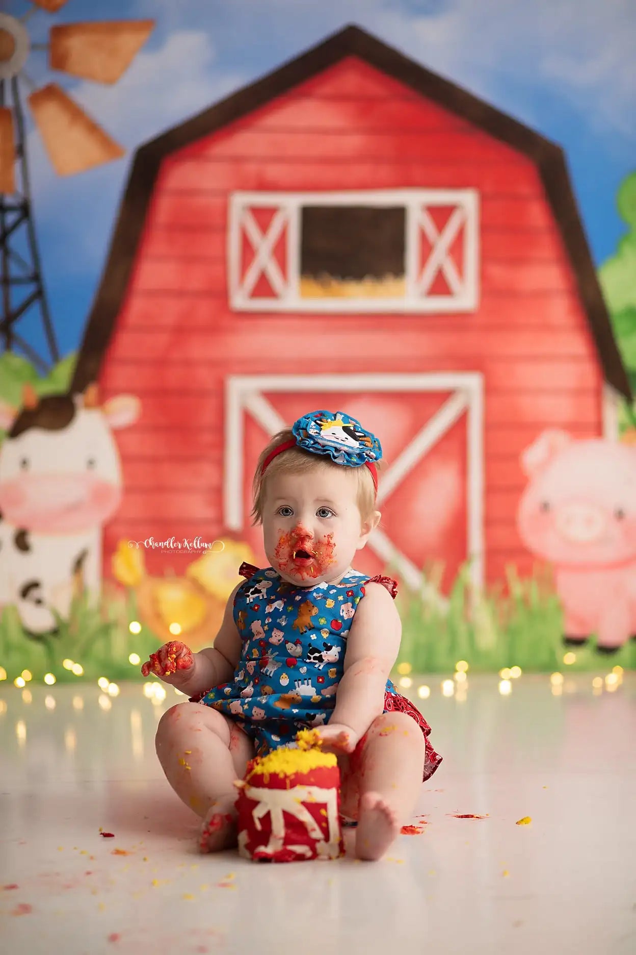 Farm Theme Birthday Backdrop Red Barn Kids Baby Cake Smash Photography Props Girls Adult Birthday Studio Backgrounds